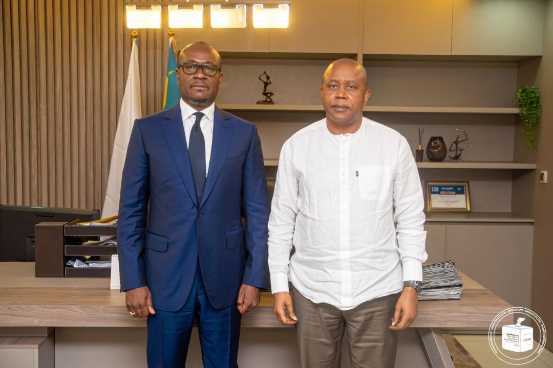 Le candidat président Delly Sesanga et le président de la CENI, Denis Kadima 